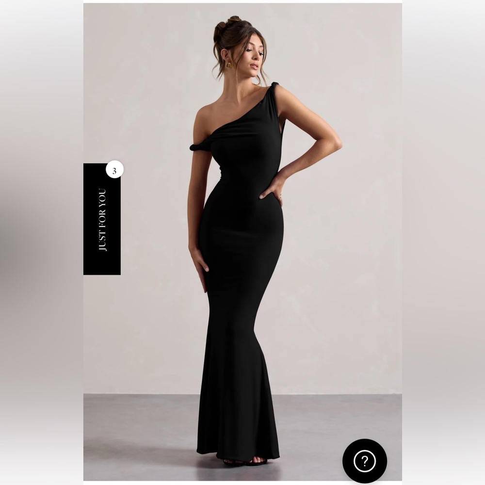 BLACK TWISTED ASYMMETRIC GOWN